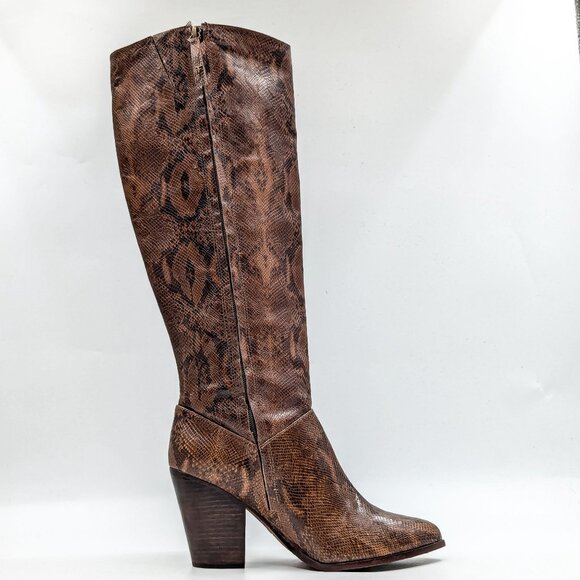 Trask Women Elena Snake Print Leather Western Cowboy Wide Calf Boots size 10 - Picture 11 of 11